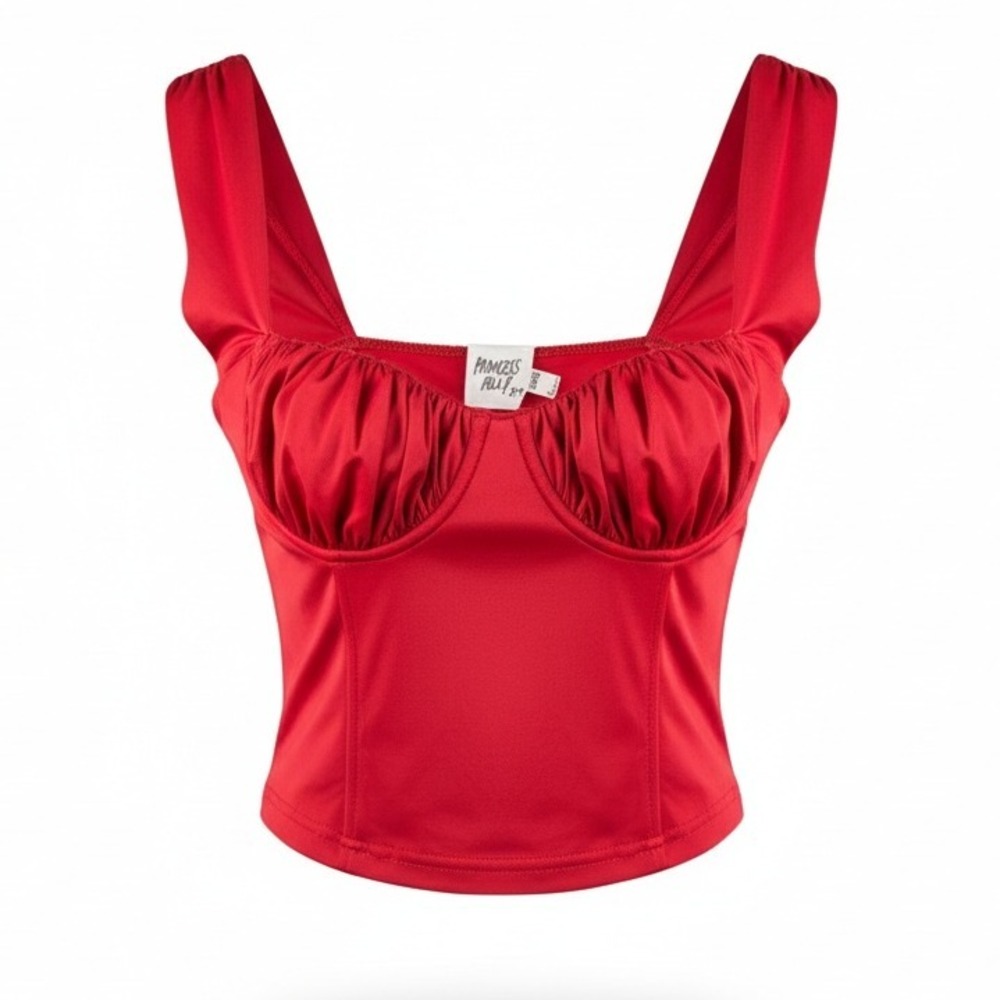 Princess Polly Candyce‎ Red Ruffle Bustier Crop Top Underwire Bra Size 2